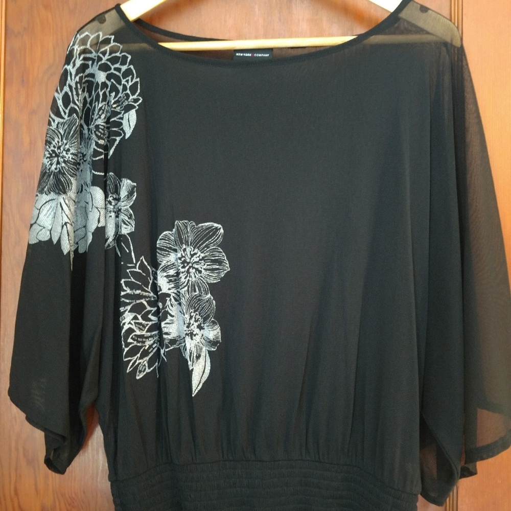 New York & Company Sheer black blouse